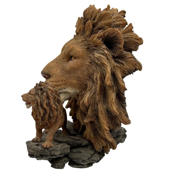 Vintage Majestic Lions Bust & Full Body RARE Statue Collectible Wildlife Decor - Picture 6 of 13